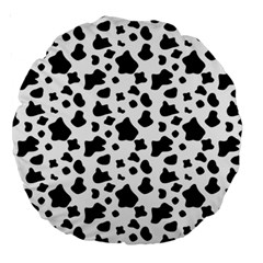 Black And White Cow Spots Pattern, Animal Fur Print, Vector Large 18  Premium Round Cushions by Casemiro