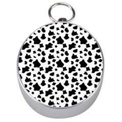 Black And White Cow Spots Pattern, Animal Fur Print, Vector Silver Compasses by Casemiro