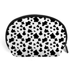 Black And White Cow Spots Pattern, Animal Fur Print, Vector Accessory Pouch (large) by Casemiro