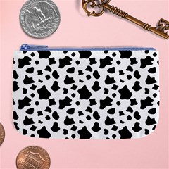 Black And White Cow Spots Pattern, Animal Fur Print, Vector Large Coin Purse by Casemiro