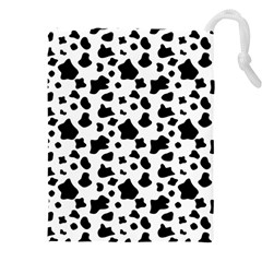 Black And White Cow Spots Pattern, Animal Fur Print, Vector Drawstring Pouch (4xl)