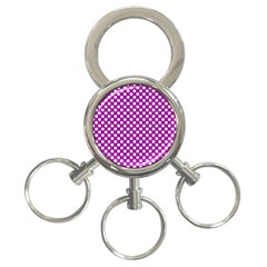 White And Purple, Polka Dots, Retro, Vintage Dotted Pattern 3-ring Key Chain by Casemiro