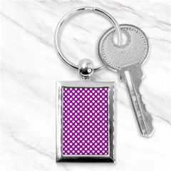 White And Purple, Polka Dots, Retro, Vintage Dotted Pattern Key Chain (rectangle) by Casemiro