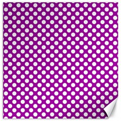 White And Purple, Polka Dots, Retro, Vintage Dotted Pattern Canvas 16  X 16  by Casemiro