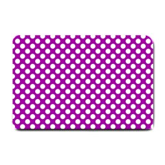 White And Purple, Polka Dots, Retro, Vintage Dotted Pattern Small Doormat  by Casemiro