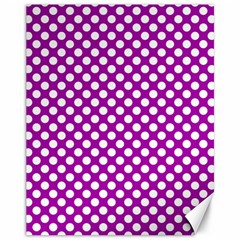 White And Purple, Polka Dots, Retro, Vintage Dotted Pattern Canvas 11  X 14  by Casemiro