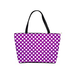 White And Purple, Polka Dots, Retro, Vintage Dotted Pattern Classic Shoulder Handbag by Casemiro