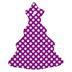 White And Purple, Polka Dots, Retro, Vintage Dotted Pattern Ornament (christmas Tree)  by Casemiro