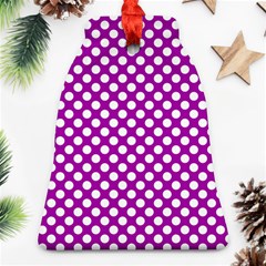 White And Purple, Polka Dots, Retro, Vintage Dotted Pattern Ornament (bell) by Casemiro