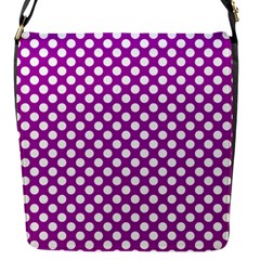 White And Purple, Polka Dots, Retro, Vintage Dotted Pattern Flap Closure Messenger Bag (s) by Casemiro