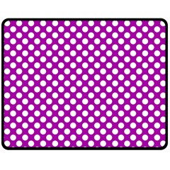 White And Purple, Polka Dots, Retro, Vintage Dotted Pattern Double Sided Fleece Blanket (medium)  by Casemiro