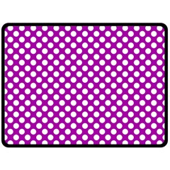 White And Purple, Polka Dots, Retro, Vintage Dotted Pattern Double Sided Fleece Blanket (large)  by Casemiro