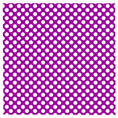 White And Purple, Polka Dots, Retro, Vintage Dotted Pattern Wooden Puzzle Square by Casemiro