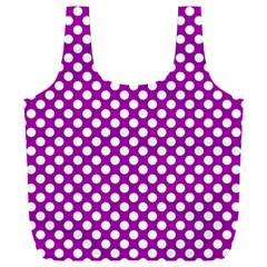 White And Purple, Polka Dots, Retro, Vintage Dotted Pattern Full Print Recycle Bag (xxl)