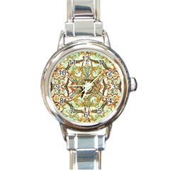 Multicolored Modern Collage Print Round Italian Charm Watch by dflcprintsclothing