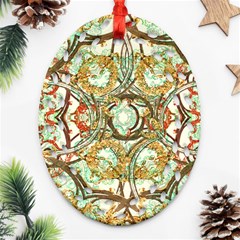 Multicolored Modern Collage Print Oval Filigree Ornament (two Sides) by dflcprintsclothing