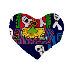 Circus Ghosts Digital Standard 16  Premium Heart Shape Cushions by snowwhitegirl