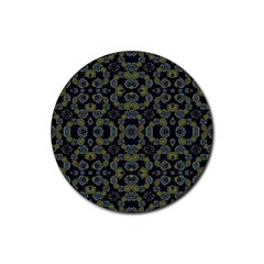 Modern Ornate Stylized Motif Print Rubber Round Coaster (4 Pack) 