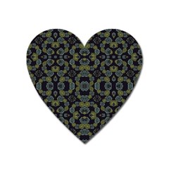 Modern Ornate Stylized Motif Print Heart Magnet