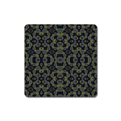 Modern Ornate Stylized Motif Print Square Magnet