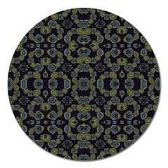 Modern Ornate Stylized Motif Print Magnet 5  (round) by dflcprintsclothing