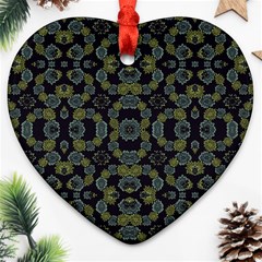 Modern Ornate Stylized Motif Print Heart Ornament (two Sides) by dflcprintsclothing