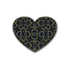 Modern Ornate Stylized Motif Print Rubber Coaster (heart) 