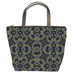 Modern Ornate Stylized Motif Print Bucket Bag