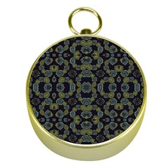 Modern Ornate Stylized Motif Print Gold Compasses by dflcprintsclothing