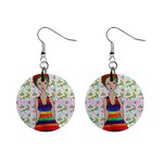 Tan Swimmer Flowerwall Mini Button Earrings Front