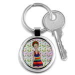 Tan Swimmer Flowerwall Key Chain (Round) Front