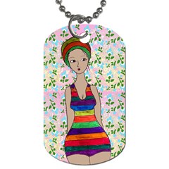 Tan Swimmer Flowerwall Dog Tag (one Side) by snowwhitegirl