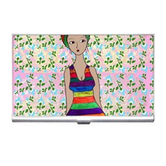 Tan Swimmer Flowerwall Business Card Holder by snowwhitegirl