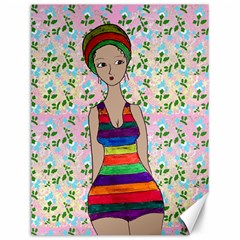 Tan Swimmer Flowerwall Canvas 12  X 16  by snowwhitegirl