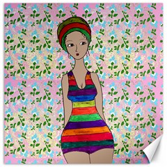 Tan Swimmer Flowerwall Canvas 20  X 20  by snowwhitegirl