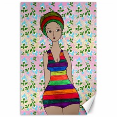 Tan Swimmer Flowerwall Canvas 24  X 36  by snowwhitegirl