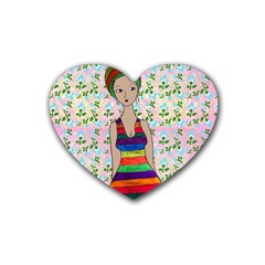 Tan Swimmer Flowerwall Heart Coaster (4 Pack)  by snowwhitegirl