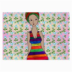 Tan Swimmer Flowerwall Large Glasses Cloth by snowwhitegirl