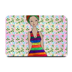 Tan Swimmer Flowerwall Small Doormat  by snowwhitegirl