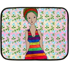 Tan Swimmer Flowerwall Double Sided Fleece Blanket (mini)  by snowwhitegirl