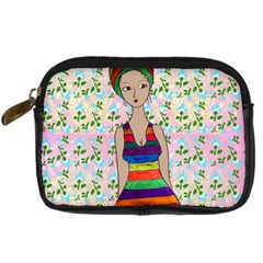 Tan Swimmer Flowerwall Digital Camera Leather Case by snowwhitegirl