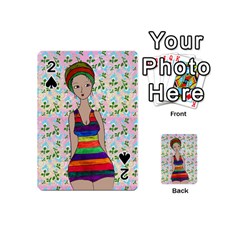 Tan Swimmer Flowerwall Playing Cards 54 Designs (mini) by snowwhitegirl