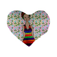 Tan Swimmer Flowerwall Standard 16  Premium Flano Heart Shape Cushions by snowwhitegirl