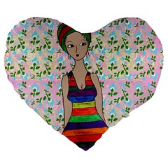 Tan Swimmer Flowerwall Large 19  Premium Flano Heart Shape Cushions by snowwhitegirl