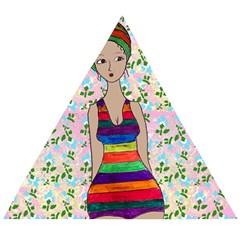 Tan Swimmer Flowerwall Wooden Puzzle Triangle by snowwhitegirl