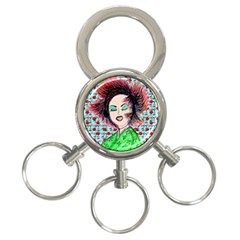 Headphones Girl W Cherries 3-ring Key Chain by snowwhitegirl