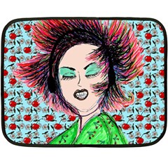 Headphones Girl W Cherries Double Sided Fleece Blanket (mini)  by snowwhitegirl