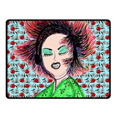 Headphones Girl W Cherries Double Sided Fleece Blanket (small)  by snowwhitegirl