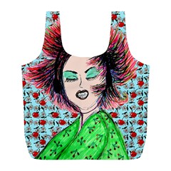 Headphones Girl W Cherries Full Print Recycle Bag (l) by snowwhitegirl