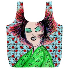 Headphones Girl W Cherries Full Print Recycle Bag (xxl) by snowwhitegirl